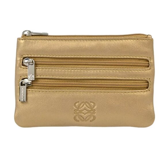 Loewe Gold Leather Mini Pouch Clutch Bag - Picture 1 of 7